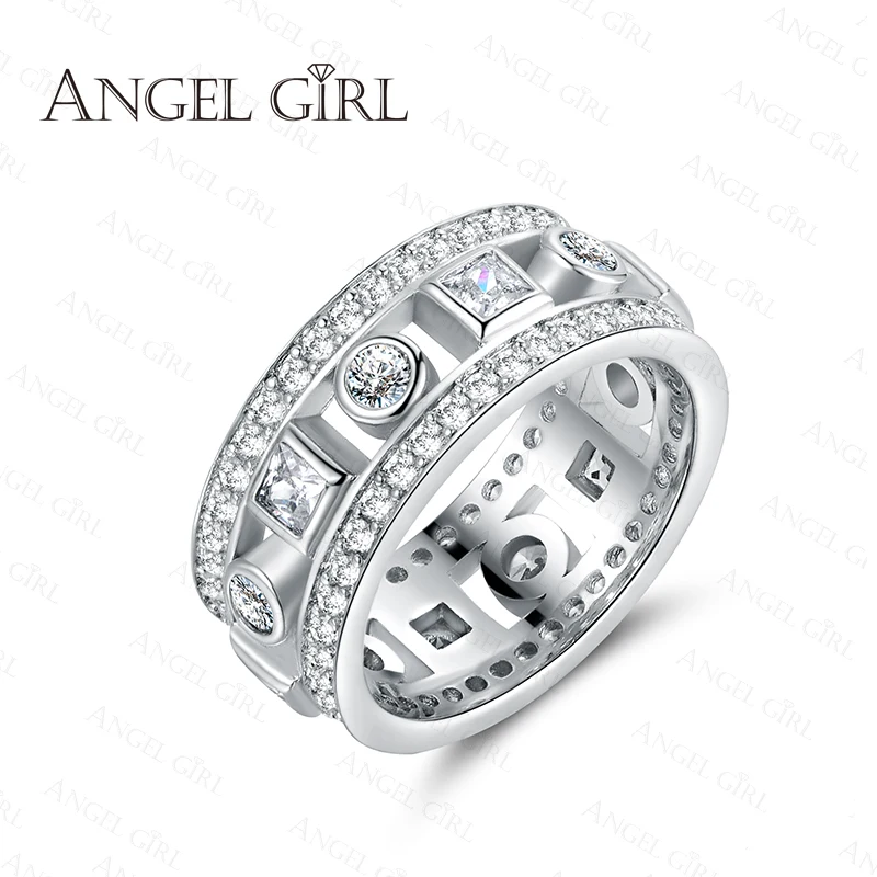 Angel Girl 2018 простой геометрический дизайн проложили CZ обручальные кольца