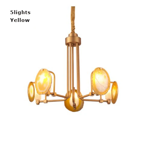 5lights yellow led g9 Постмодерн Железные Агат дизайнерские Светодиодные Лампы.Светодиодные Светильники Люстры Подвесные.Светильники Подвесные Светильники.Светильник Подвесной Светильник.Освещение Для Столовой,Фойе и Спальни - Цвет корпуса: 5lights yellow