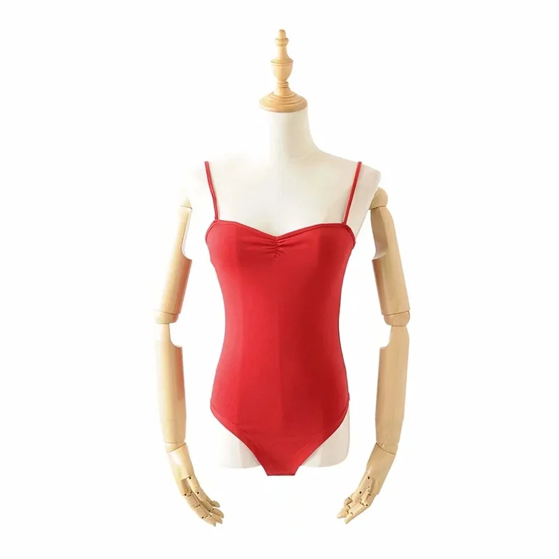 red Женщины Ruched шеи Cami боди Cami ремень Боди - Цвет: red