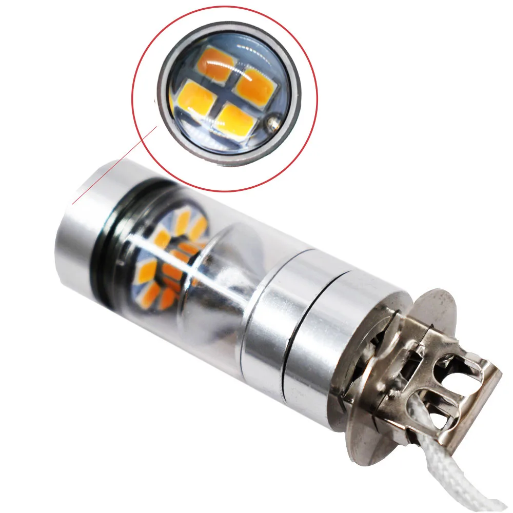 2x H3 100 Вт высокой мощности 2835 20SMD светодиодный желтый противотуманный DRL