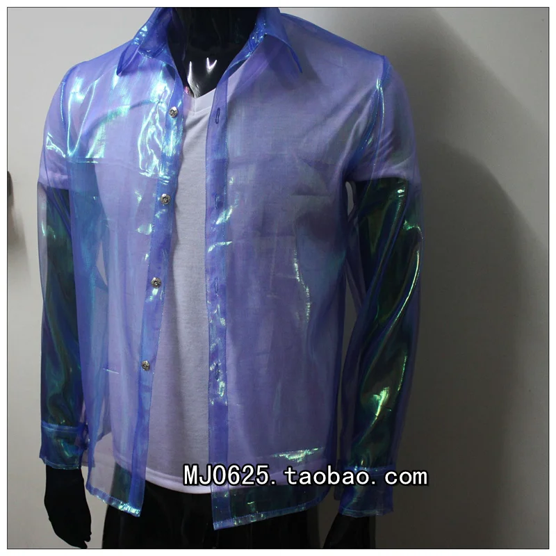 Рубашка MJ с Майклом Джексоном прозрачная синяя рубашка это любого размера|it