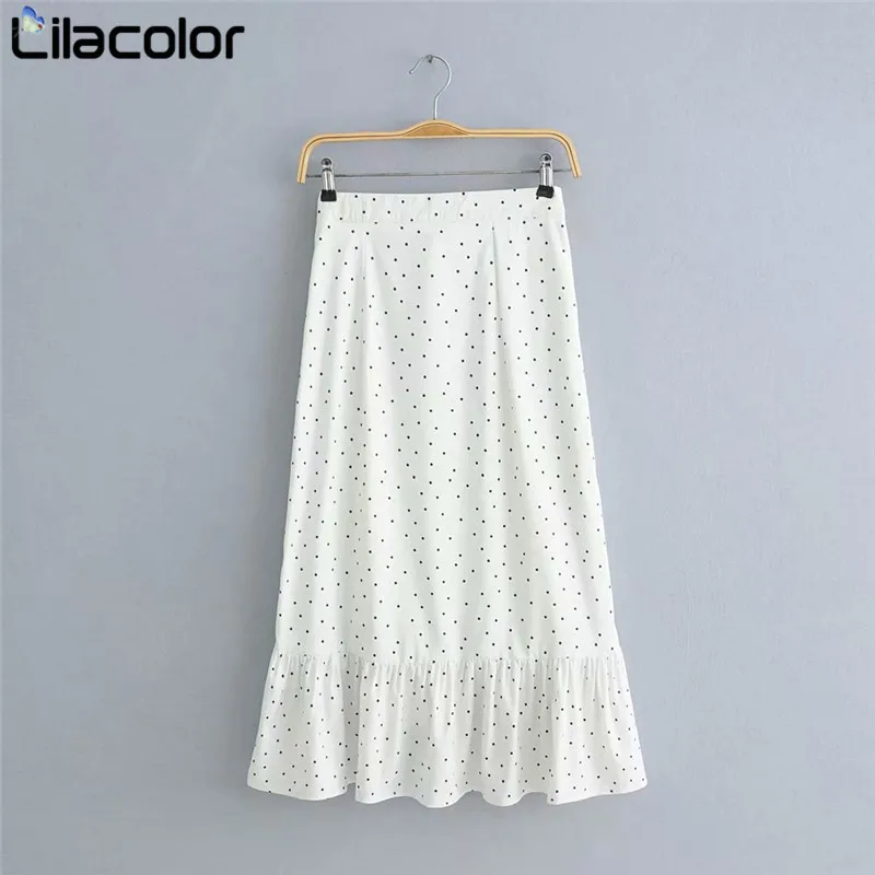 Женская юбка миди в горошек с оборками 2019 летние пляжные вечерние юбки белым