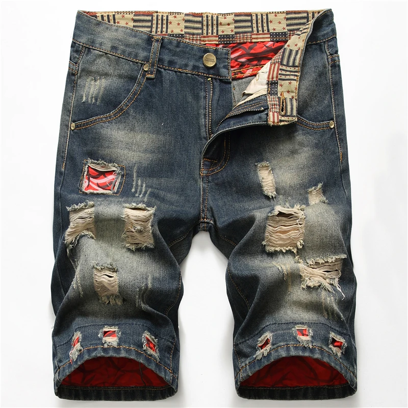 Мужские рваные джинсовые шорты дышащие хлопковые из денима размеры 28-40 лето 2021 |