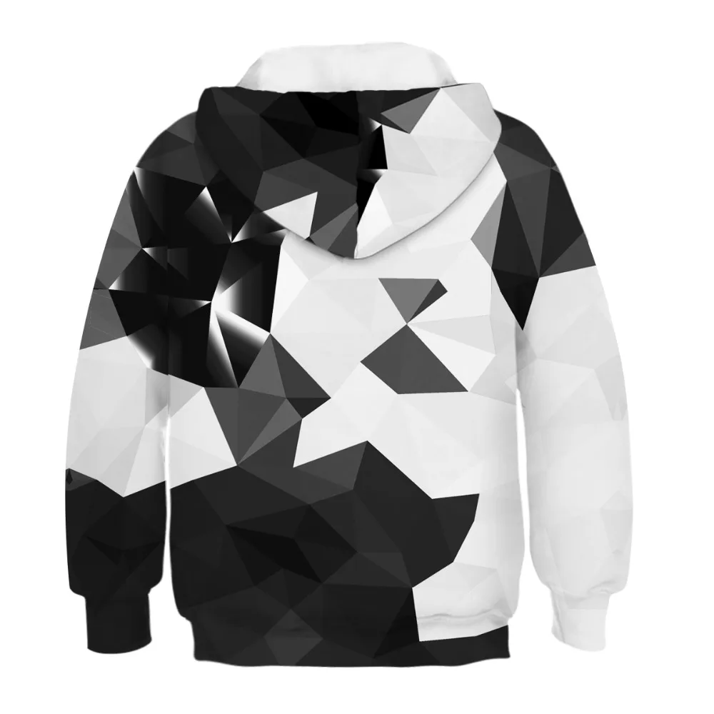 Children's Sports Hoodies Black/White 3D Print Kids Sweatshirts Junior Child Long Sleeve Pullover 4-13y Boy/Girl Hooded Sweaters