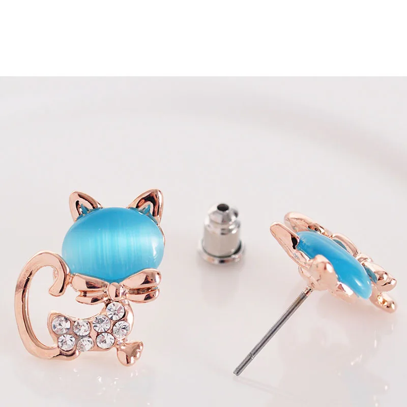 Stud Earrings Корейский стиль, опал, лиса, горный хрусталь, кристалл, клипсы, серьги, Wihtout, пирсинг для женщин, для путешествий, без отверстий, ушные клипсы, 3 цвета, ювелирное изделие, подарок - Окраска металла: Stud Earrings