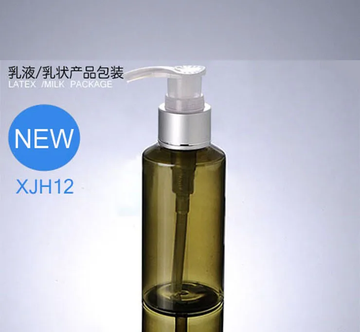 

High-grade 100ml Plastic Lotion Bottle ,Amber Green PET Soap Dispenser Cream Bottle with matte siver Pump