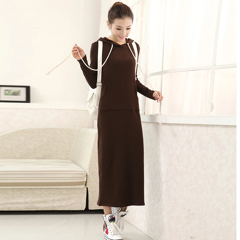 Новинка 2019 Женский пуловер с капюшоном большого размера на осень и зиму длинное