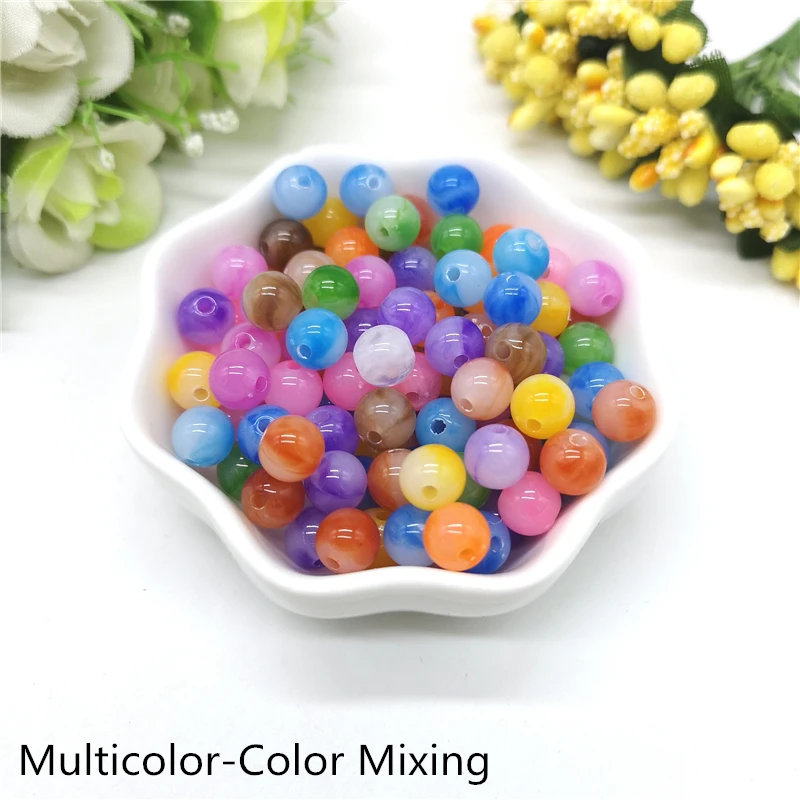 Color Mixing 50 шт 8 мм двухцветные имитация камня круглой формы бусины для изготовления ювелирных изделий Акриловые бусины Свободные бусины ювелирные изделия DIY Аксессуары - Цвет: Color Mixing