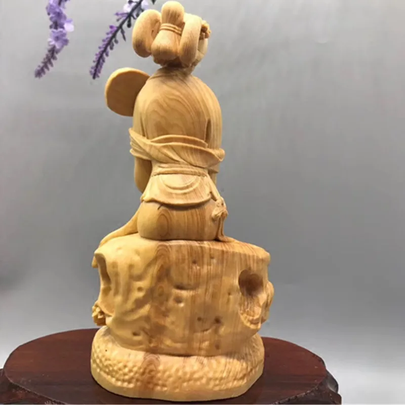 

Chinese Lobular Boxwood Carved Fan Beauty Belle Ornaments Light Luo Small Fan Beauty Home Living Room Office Decor M1552