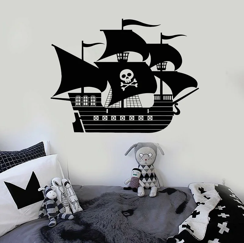 

Vinyl wall applique pirate ship cute children's room, boy's room, interior decoration sticker ,ET27