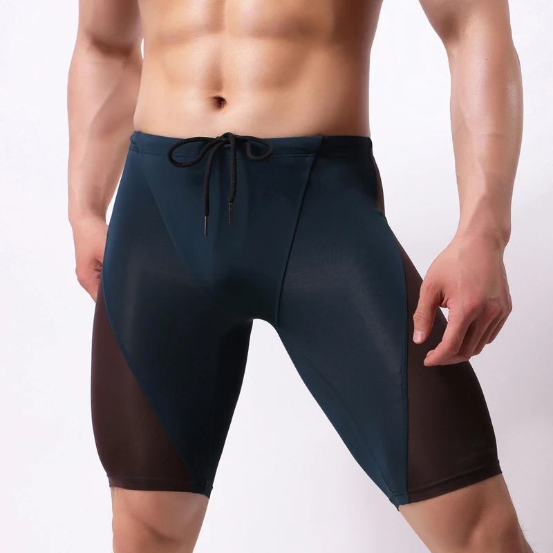 Dark Green Пляжные летние Компрессионные шорты для мужчин, модные короткие леггинсы для бега, быстросохнущие обтягивающие мужские шорты для фитнеса - Цвет: Dark Green