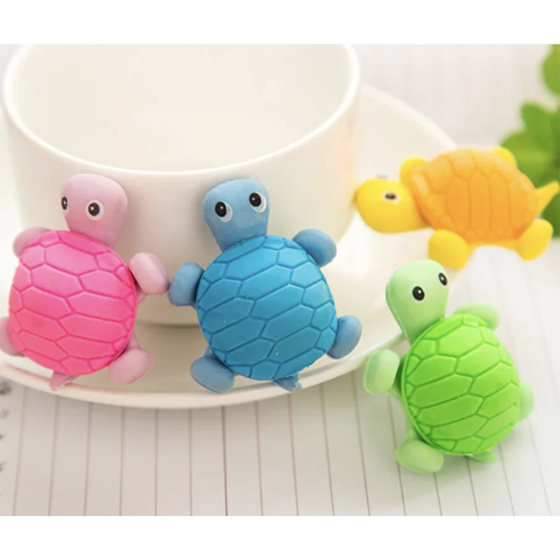 3 шт. Kawaii 3D ластик в виде черепахи мини цветной карандаш резиновый мультфильм