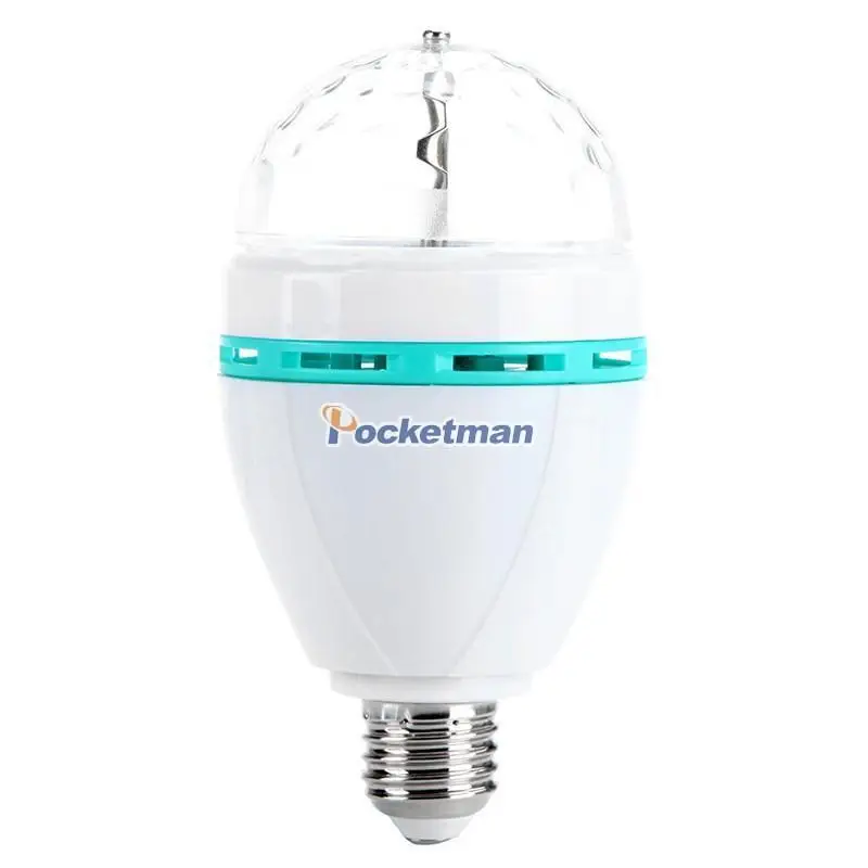 1 шт. полный цвет 3 Вт RGB E27 LED Хрустальный сценический свет авто Вращающаяся лампа AC