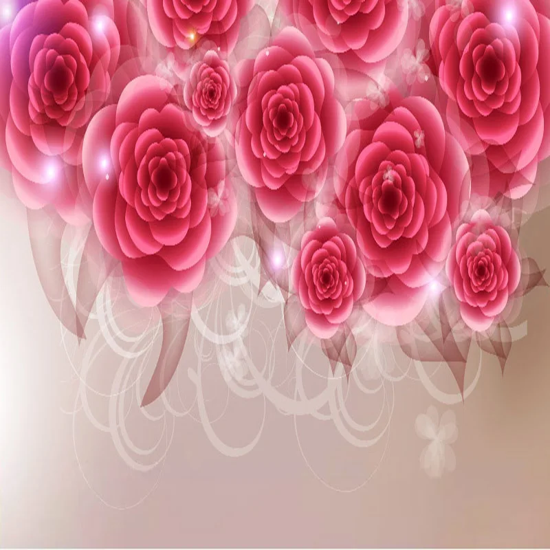 Фотообои любого размера на заказ 3D романтические розовые красные цветы фотообои