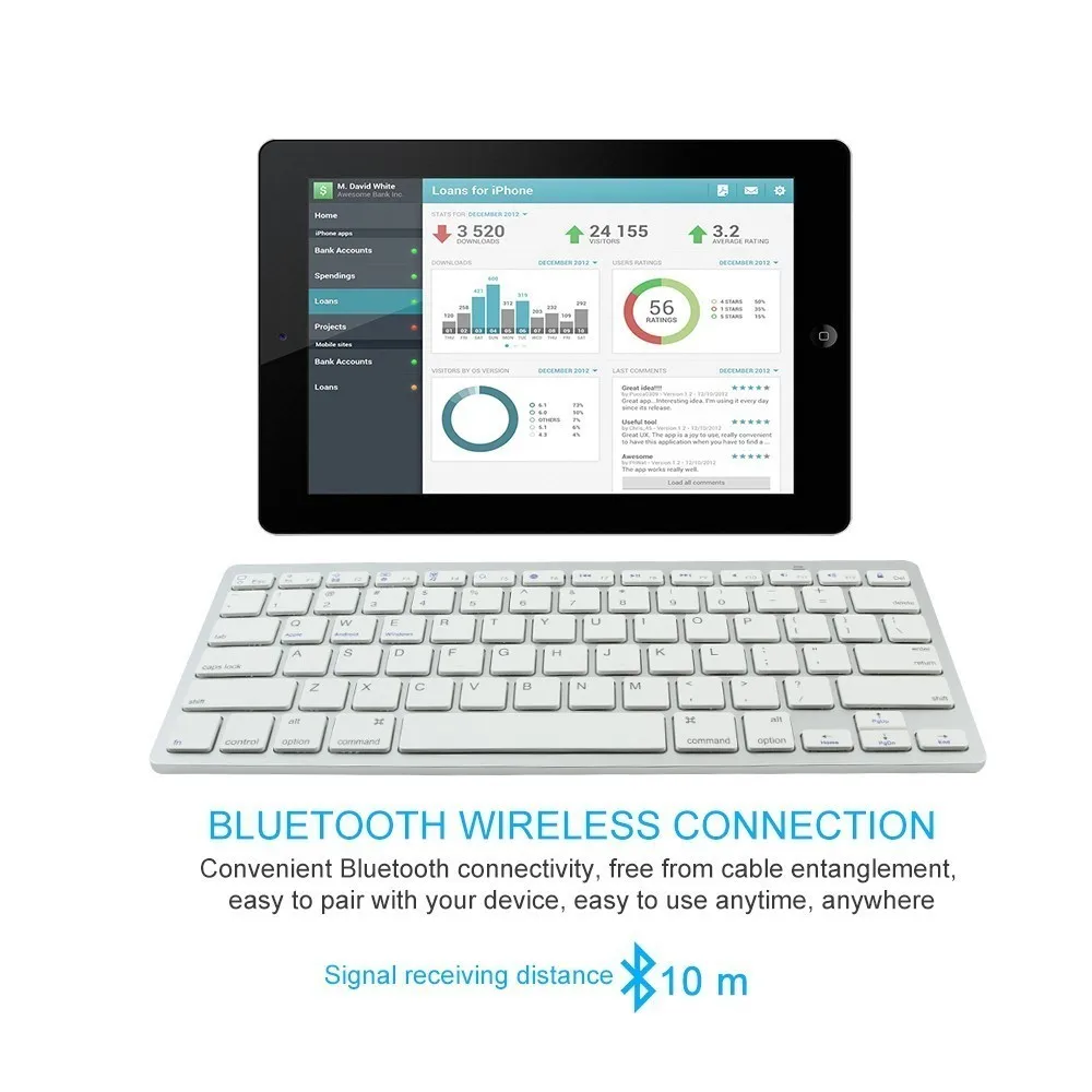 Bluetooth беспроводная Тонкая клавиатура для планшета английская русская Арабская