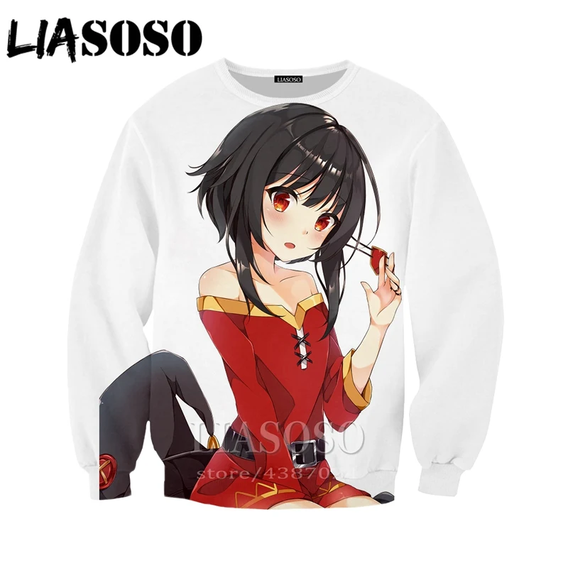 LIASOSO новинка аниме повседневные женские и мужские толстовки принт 3d Konosuba