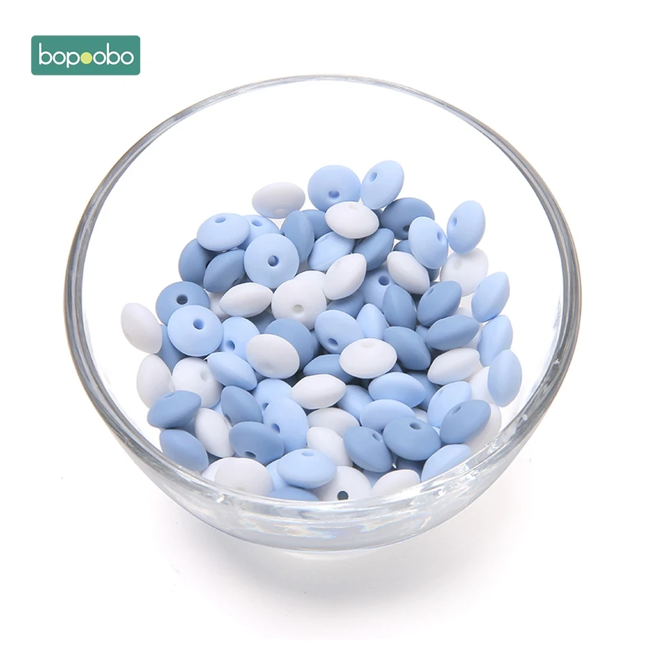Blue Series Bopobo 40 шт 12 мм Силиконовые Бусины Abacus чечевица SoftBPA бесплатно пищевого материала DIY ремесла Детские Teeething бусы Детские Прорезыватели - Цвет: Blue Series