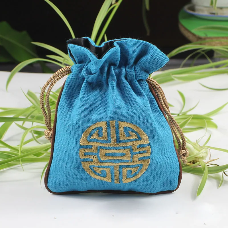 Подарочная сумка на шнурке из хлопка и льна для ювелирных изделий подарков