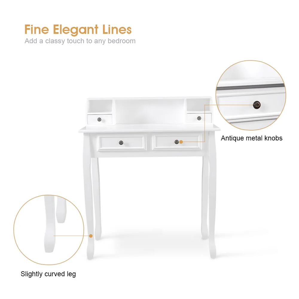 Туалетный столик Finether LANGRIA для макияжа хранения с 4 ящиками 3 открытые отсеки