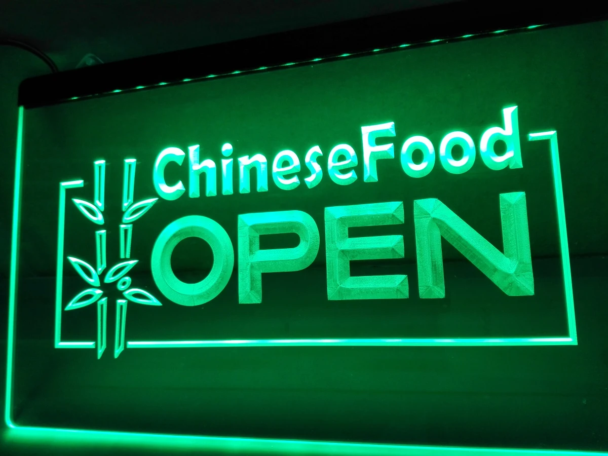 

LK156- Chinese Food OUVERT OPEN Light Sign home decor crafts