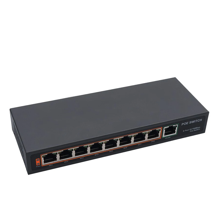 Switch de Rede para a Câmera Professional Portas 100 Mbps Ieee802.3af Poe Switch – Injector Power Over Ethernet ip Dispositivos Voip 1 Pcs 8