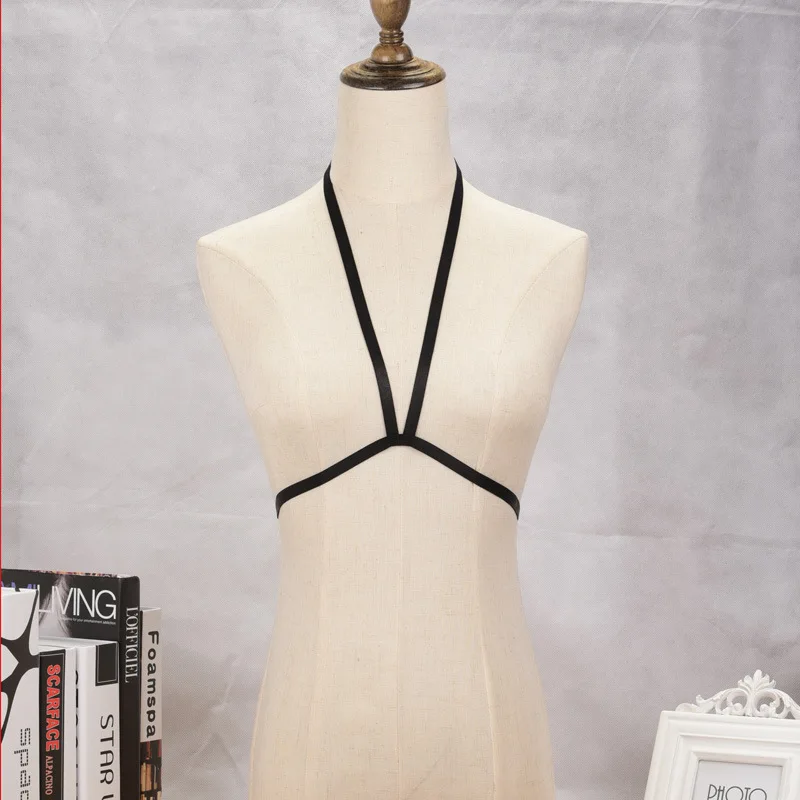 Сексуальный черный бюстгальтер для ночного клуба с цепочкой тела летняя цепочка