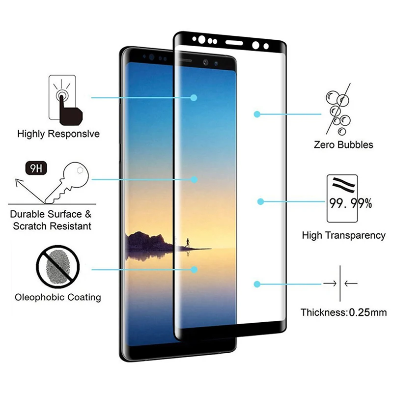 3d полное покрытие для Samsung Galaxy Note 8 9 Защитная пленка экрана sumsung glaxay note8 note9