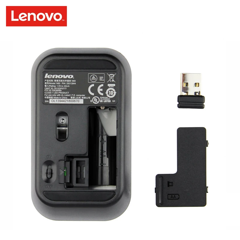 LENOVO N60 2 4 ГГц Беспроводная мышь с офисной мышью 1000 dpi мыши портативные черные/серые
