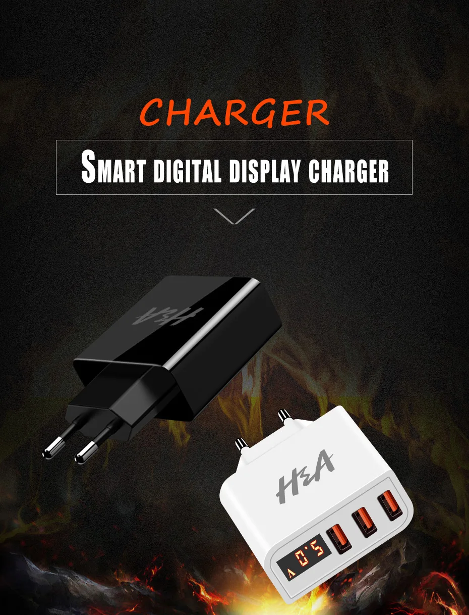 H& A Универсальный 3/4 порт USB зарядное устройство светодиодный дисплей ЕС вилка зарядное устройство для iPhone X XS для samsung S9 S8 зарядное устройство для мобильного телефона
