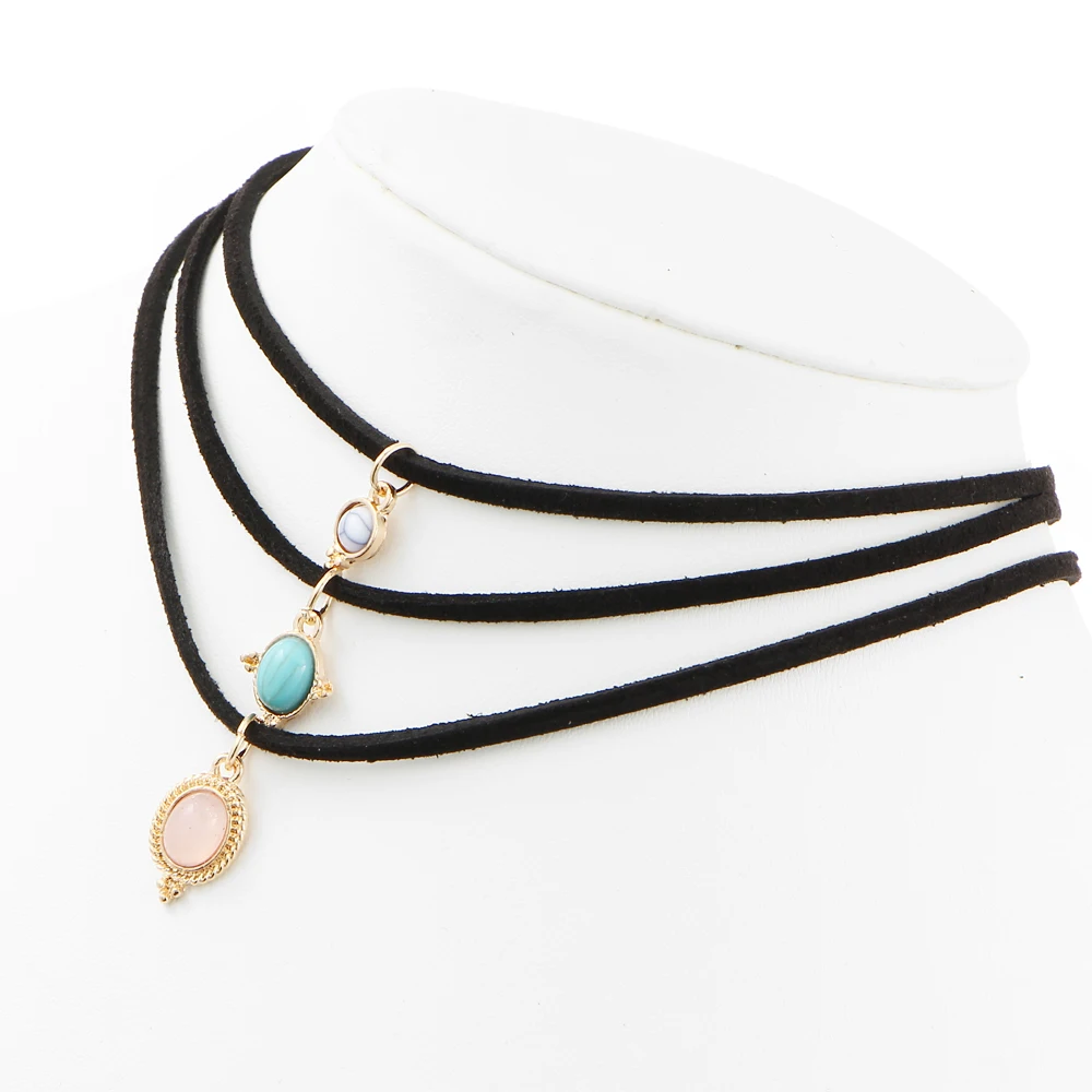 Цветной хрустальный камень IF ME 3 черные бархатные чокеры винтажный набор кулонов