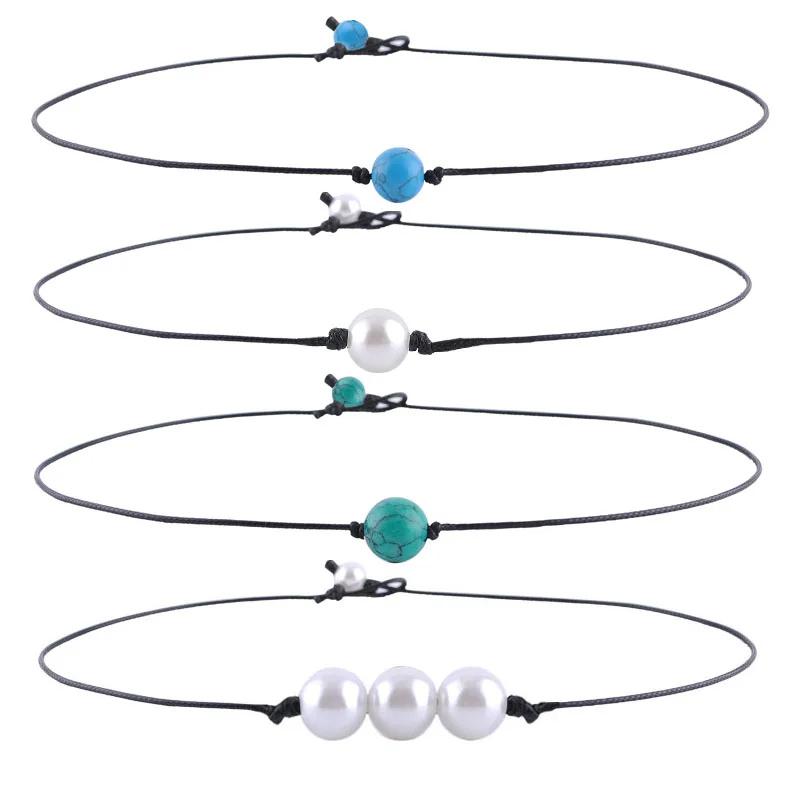 4pcs Trendytime новые модные простые кожаные бусины колье ожерелье для женщин ювелирные украшения на нитке цепочке воротник ожерелье Подарки для девочек ювелирные изделия - Окраска металла: 4pcs