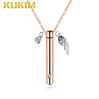 wpo407 4 xukim jewelry perfume necklace charms cylinder pet bone ash box pendant necklace