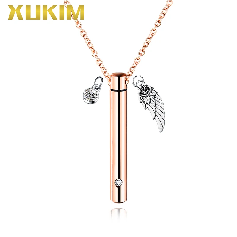 WPO407 3 Xukim ювелирные изделия Духи Ожерелье Подвески цилиндр ПЭТ кость пепельница