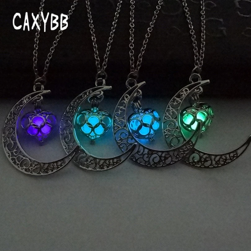

Necklaces Hollow Moon & Heart Choker Luminous Necklace glow in the dark necklace jewelry Fashion Metal Link Necklace