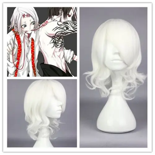 hotSell free shipping ~~~~~Tokyo Ghoul Juuzou Suzuya White peruca suzuya curly short cosplay anime wig |