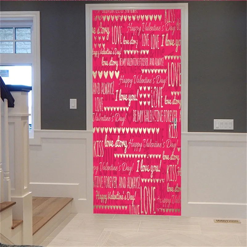Door Stickers41 Новая настенная дверь паста ваза с лилиями шаблон наклейки Diy самоклеющиеся водонепроницаемые обои постеры для украшения дома - Цвет: Door Stickers41