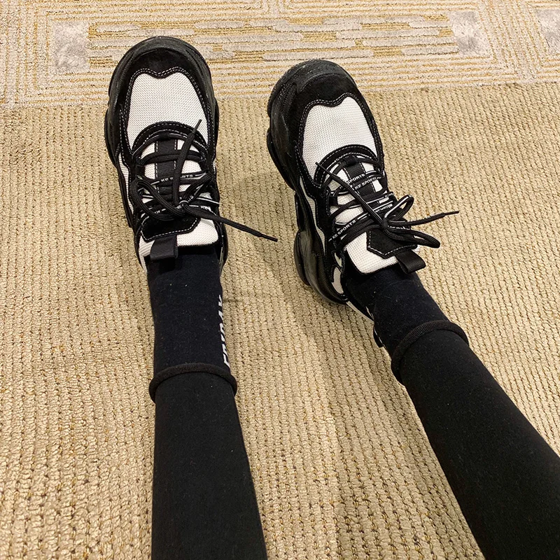 Кроссовки женские из натуральной кожи повседневная обувь на платформе толстой