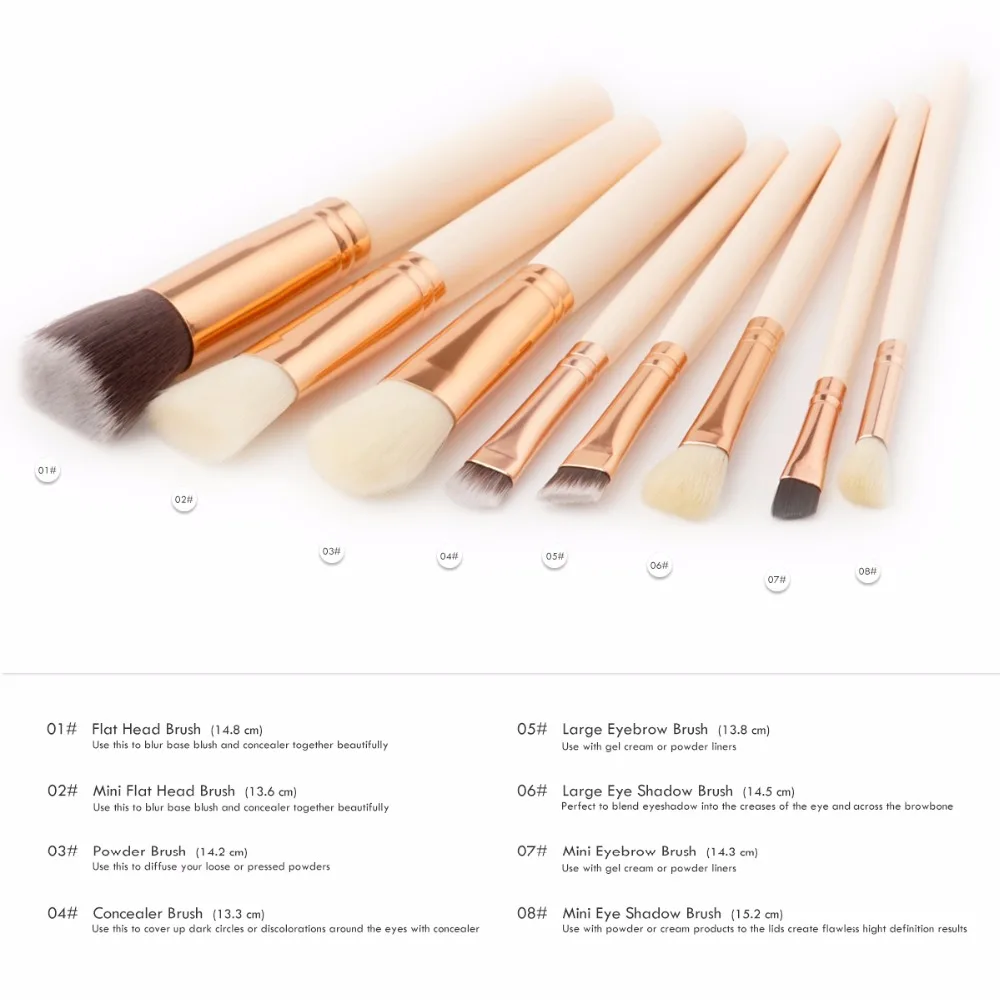 8 шт. косметический Кисточки Макияж Расчёски для волос набор профессиональные