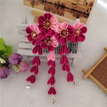 Red Rose(1 pc) Новинка, ручная работа, японское кимоно, Сакура, аксессуары для волос, декоративные шпильки для волос, трендовая одежда для волос, головные уборы для женщин - Цвет: Red Rose(1 pc)