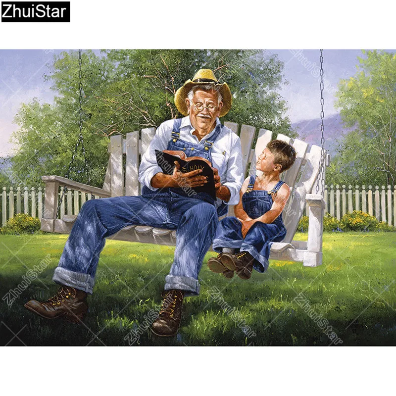 

Full Square Drill 5D DIY Diamond Painting "Grandpa is telling a story" 3D Embroidery Cross Stitch Rhinestone Mosaic Decor Y6