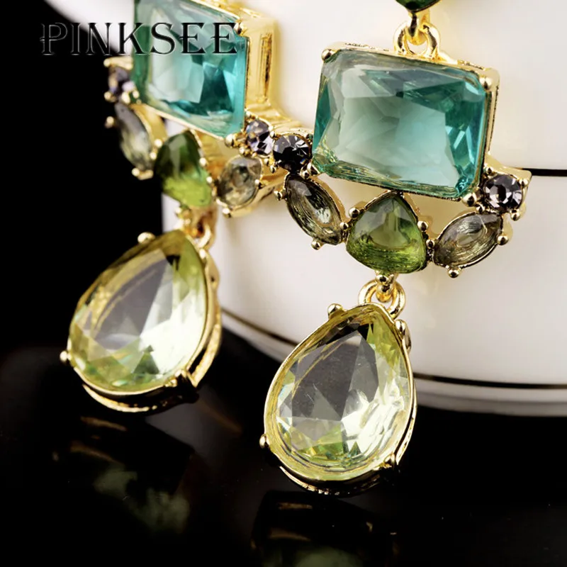 PINKSEE New RhinestoneTemperament Flower Earrings Long Lady Shiny Dangle Earring Jewelry Accessories | Украшения и аксессуары