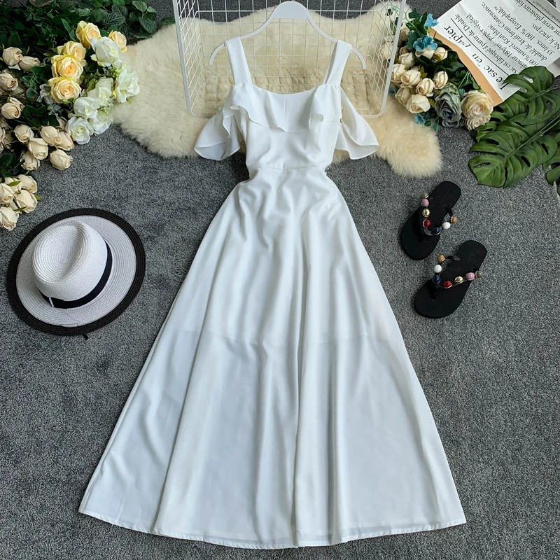 Летние женские платья 2019 сексуальные с открытыми плечами без спинки винтажное