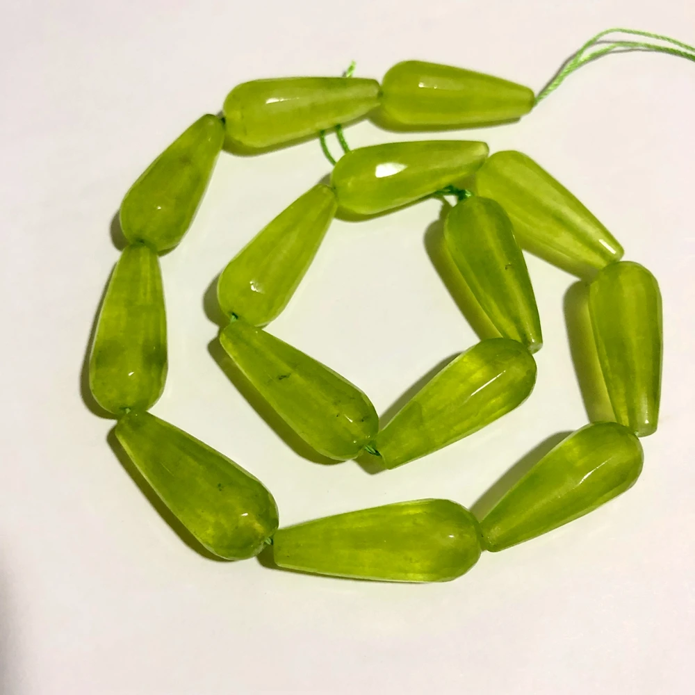 Бисер Мистик Apple Green Jad e 10x28 мм граненый каплевидный бисер с подвеской для