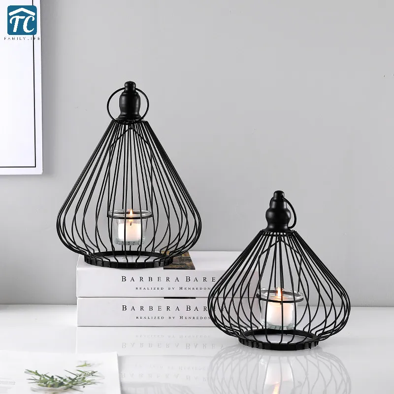 

Wrought Iron Pumpkin Lantern Candle Holder Decoration Retro Candlestick Minimalist Living Room Desktop American Garden Stand
