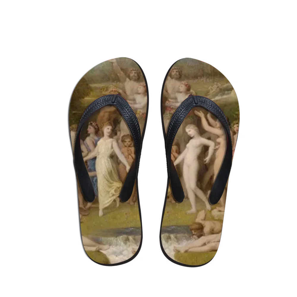 

2019 Customizable Summer Beach Flip Flops Men Slippers Painting Art Printing boy Flats Anti-Slip Flip-flops Shoes Print Ingres