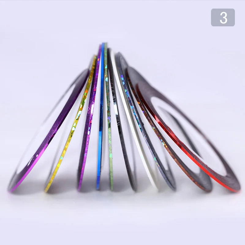 10 рулонов стикер ленты для ногтей 1 мм многоцветные клейкие инструменты