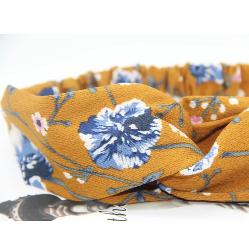 Закрутки для девочек 1 шт. большой цветочек шифон Креста лук оголовье упругой