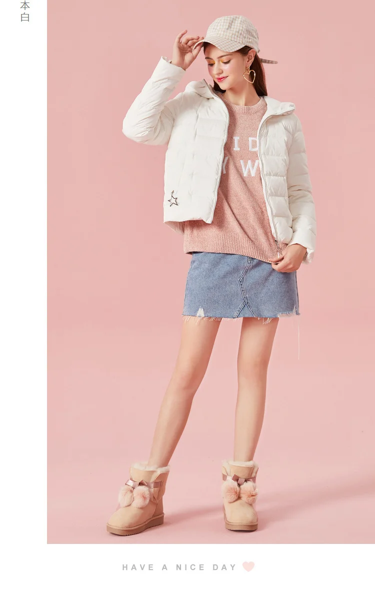 SEMIR женский стеганый легкий короткий пуховик с капюшоном с наклонным карманом, Женская пуховая куртка на подкладке