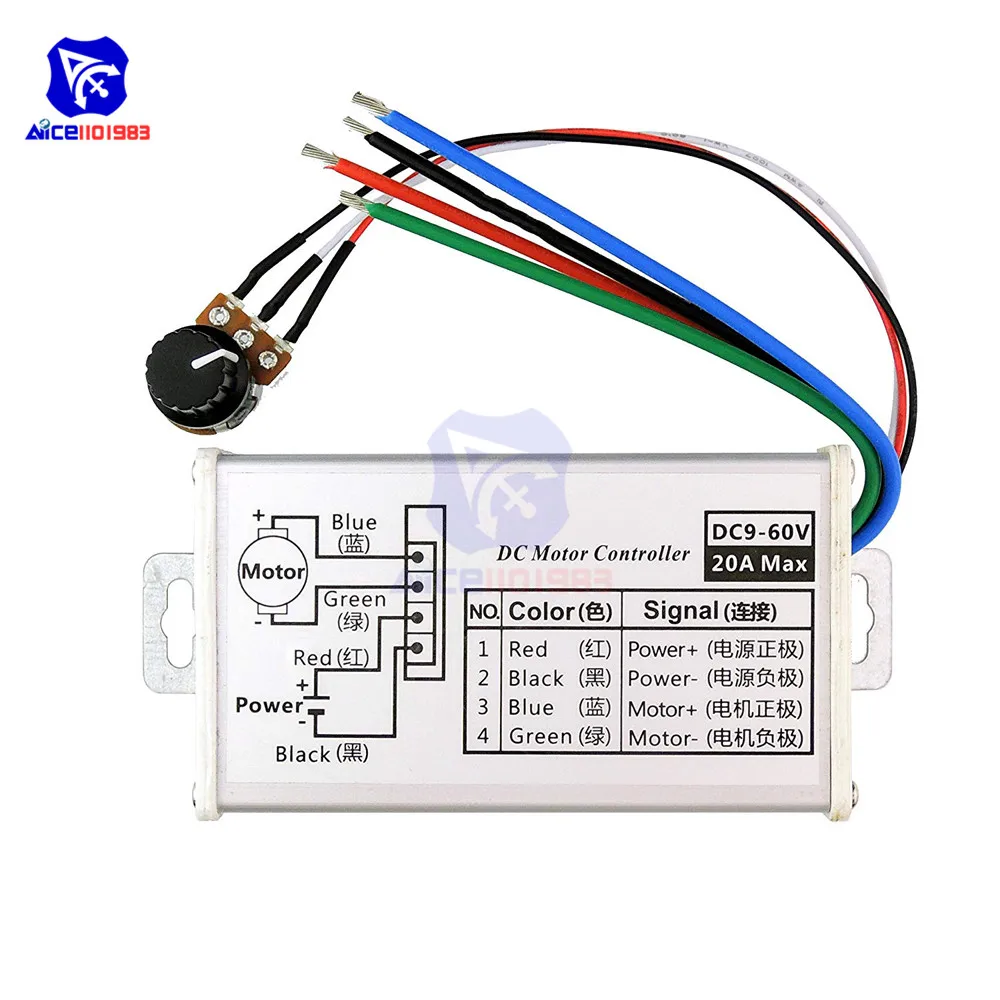 Diymore DC 9 12V 24V 60V 20A PWM двигатель постоянного тока Плавная переключатель регулятора