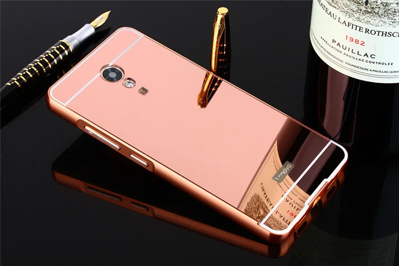 For Lenovo P2 Case 5.5 inch Luxury Aluminum Frame Gold Mirror Phone Case For Lenovo Vibe P2 P 2 P2C72 Phone Cover Coque capa